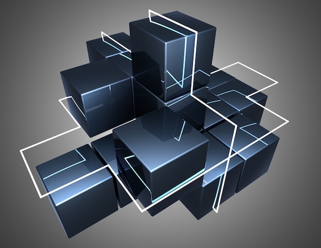 Abstract cubes background. 3d illustration