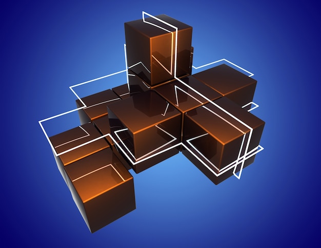 Abstract cubes background. 3d illustration