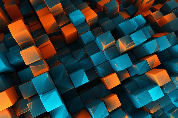 Photo abstract cubes background in orange and blue colors