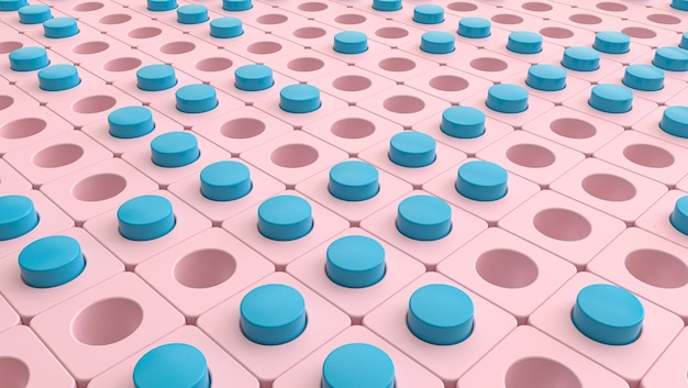 Abstract cubes background with stack of pastel pink in a row\
perforated cube boxes