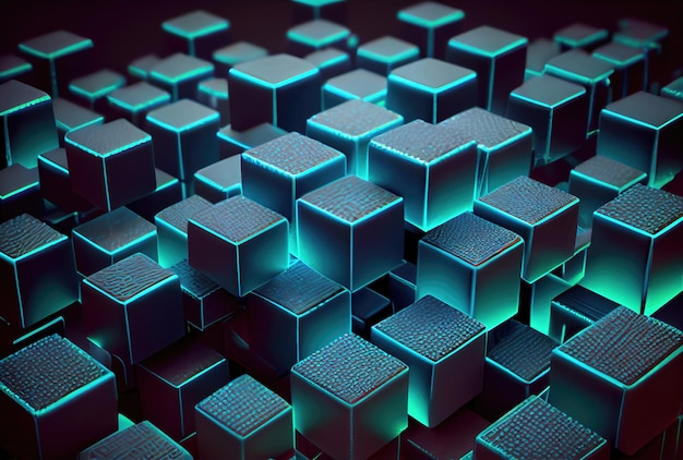 Abstract cubes for block chain concept technology and business concept generative ai
