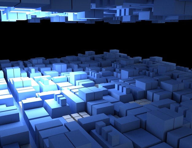 Abstract cubes city 3d rendered illustration