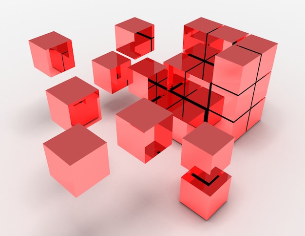 Abstract cubes concept. 3d rendered illustration