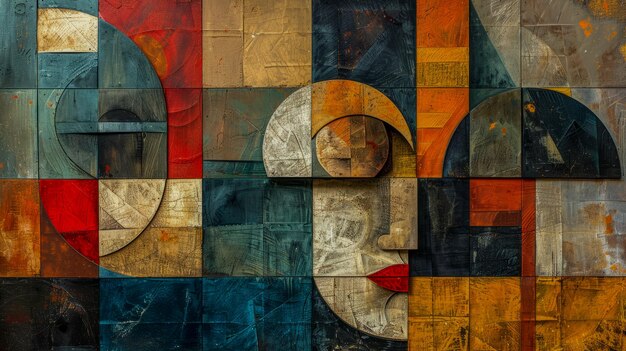 Abstract cubist mosaic in vibrant colors