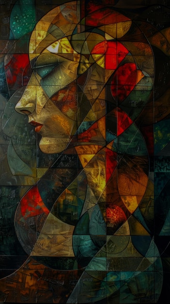 Foto mosaico cubista astratto a colori vivaci