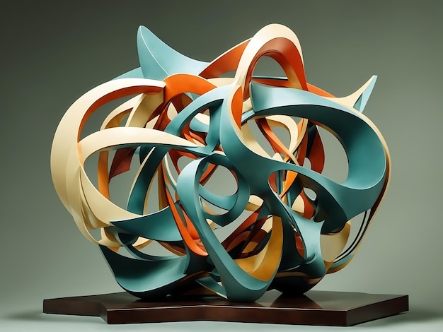 An abstract culpture made of interlocking abstract shape 3d render style Ai Generated