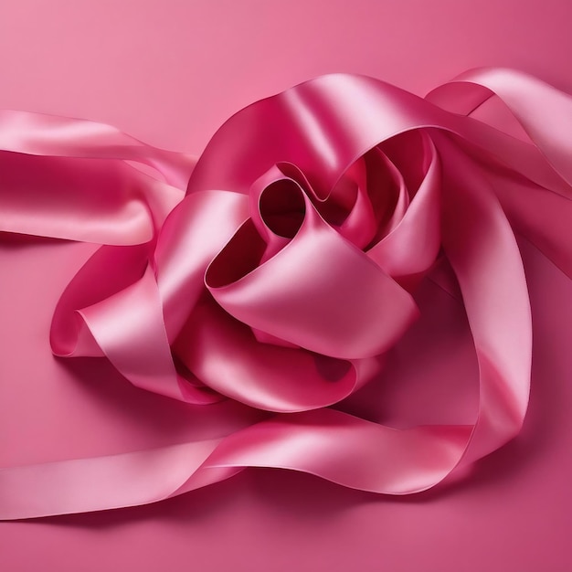 Abstract curly silk ribbon on pink background exclusive luxury brand design for holiday sale product