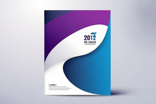 Abstract curve shape on blue purple and white color background a4 size book cover template for annual report