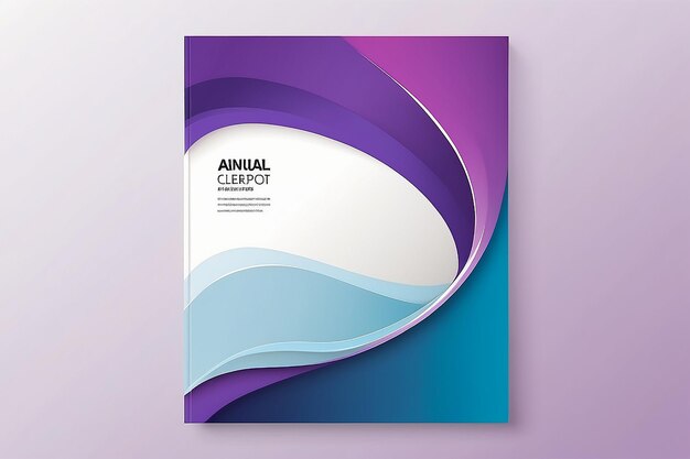 Abstract curve shape on blue purple and white color background A4 size book cover template for annual report