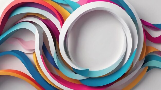 Abstract curved shapes white circular background abstract background 3d illustration