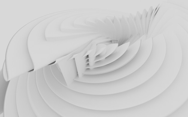 Abstract Curved Shapes. White Circular Background.