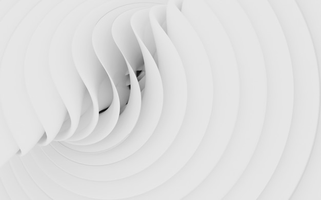 Abstract Curved Shapes. White Circular Background.