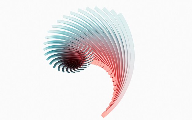 Abstract curves with white background 3d rendering