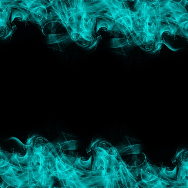 Abstract Cyan Smoke Frame On Black Background