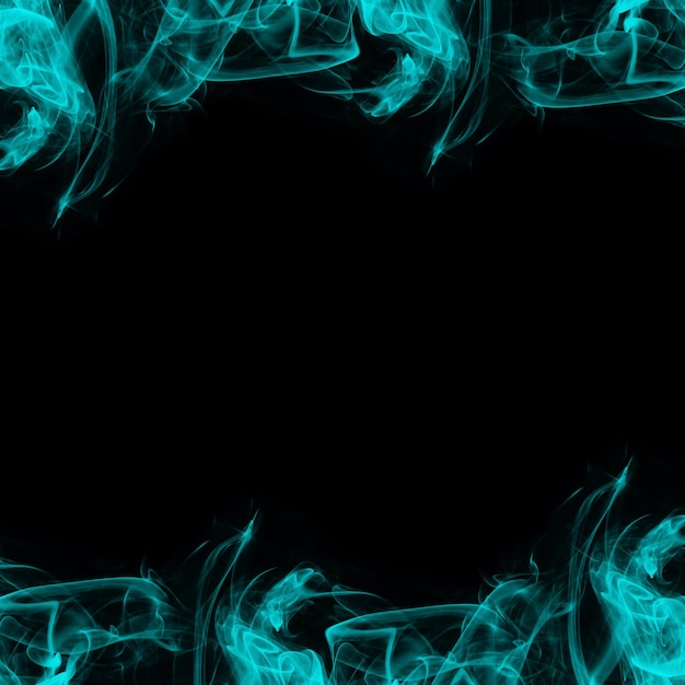 Abstract Cyan Smoke Frame On Black Background