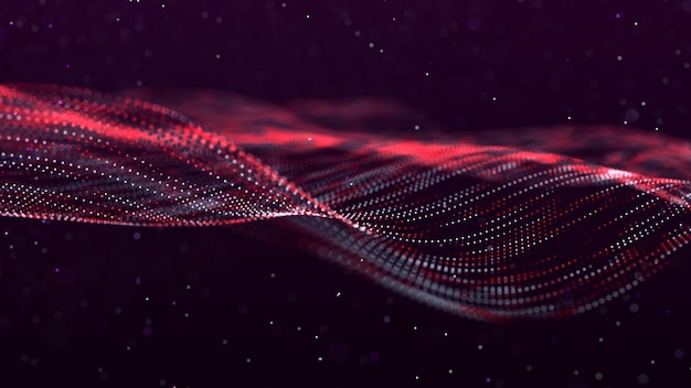 abstract cyber technology background futuristic modern dynamic wave science backdrop with points array big data stream 3d rendering