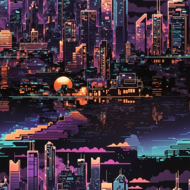 Cyberpunk city buildings art wallpaper background - /s/Cinnamon