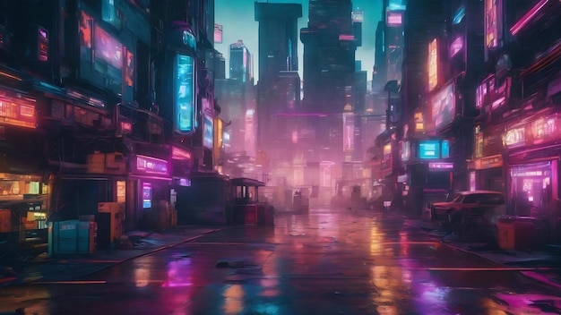 Premium AI Image | Abstract cyberpunk city street gaming wallpaper ...