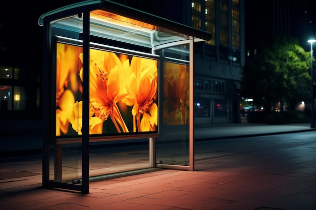 Foto annuncio astratto alla fermata dell'autobus per una pubblicità unica