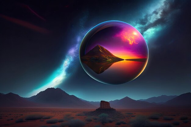 Фото Абстрактный темный и красочный космический фон, созданный иллюстрацией