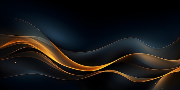 Абстрактный темный фон с элегантными блестящими золотыми волнами Шаблон дизайна премиум-премии