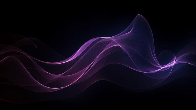 Abstract dark background with glowing soft purple lines