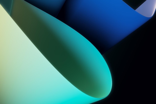 Абстрактный темный фон с бирюзовым и синим цветами 3D рендеринга