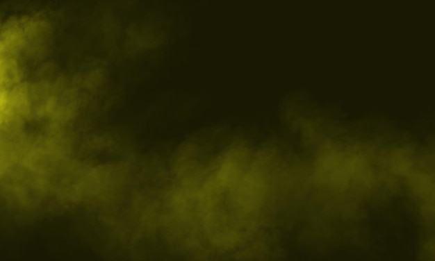 Abstract dark background. Yellow smoke. Science experiment concept. Premium image.