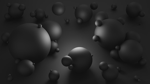 Photo abstract dark balls gathering background 3d rendering