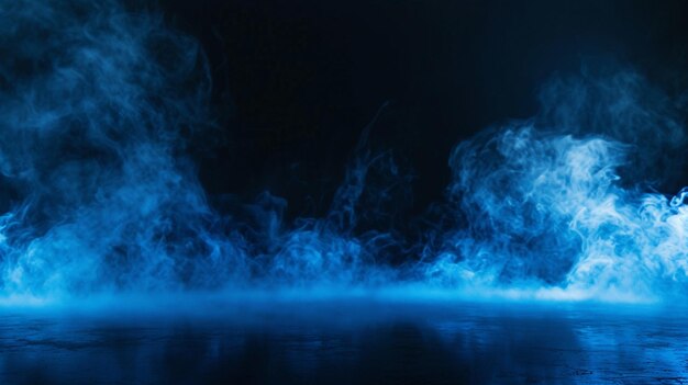 Abstract dark blue background smoke smog Empty dark scene neon light Generative Ai