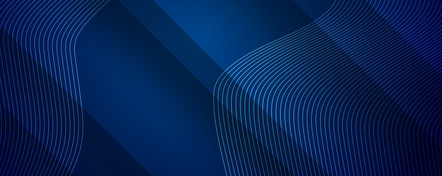 Abstract dark blue background with dynamic wave line stripes effect