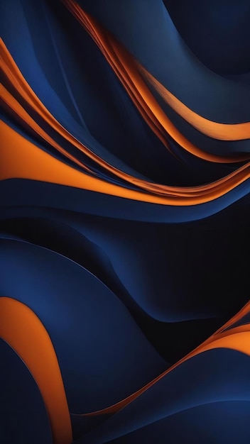 Abstract dark blue and orange background with some smooth lines in it