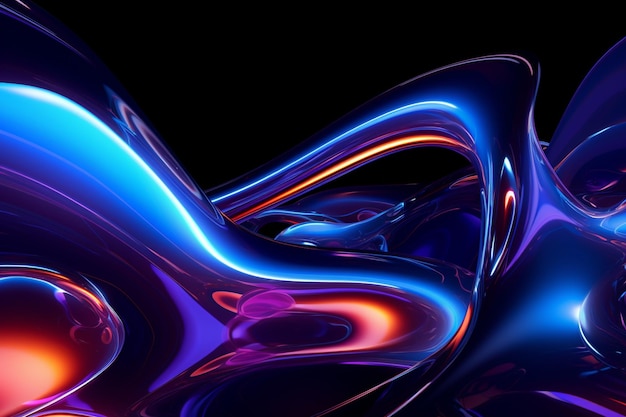 Абстрактный темный футуристический фон синий неоновый луч света отражается от воды