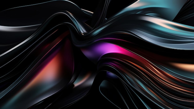 Abstract dark futuristic glowing waves wallpaper