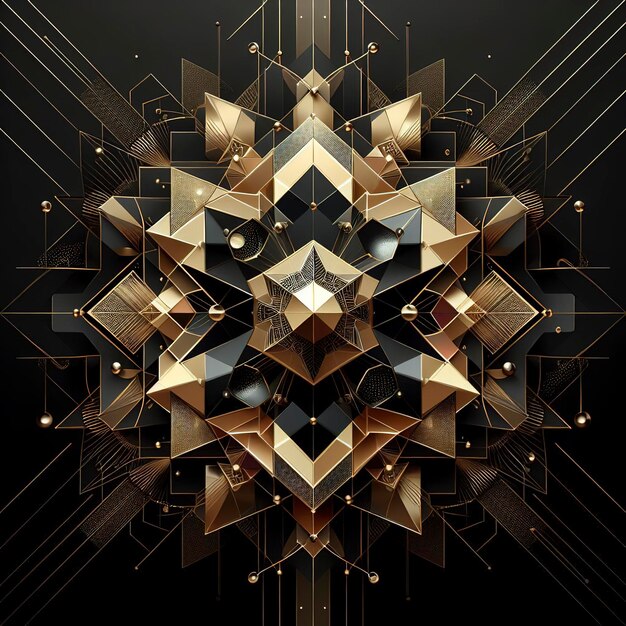 Abstract dark geometric background luxury noble gold color