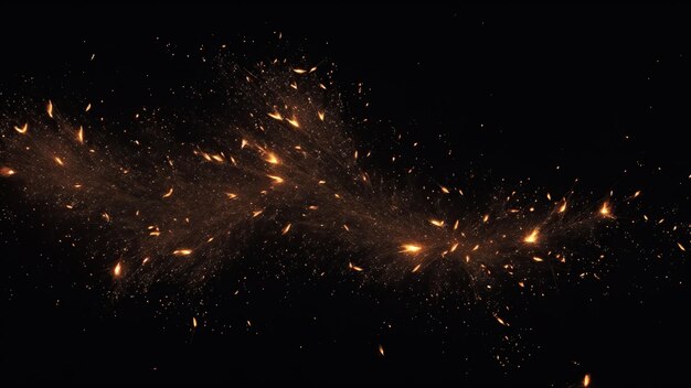 Фото Абстрактный темный блеск огненные частицы огня частицы на черном фоне