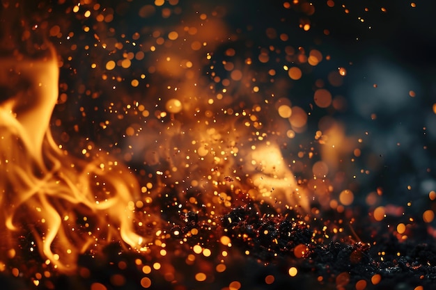 Abstract dark glitter fire particles in motion blur