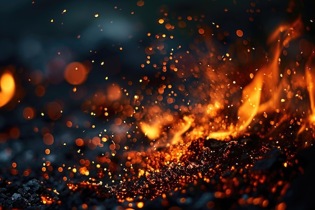 Abstract dark glitter fire particles in motion blur