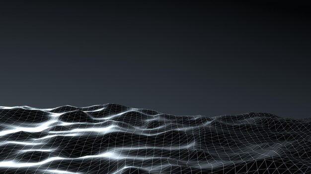 Abstract dark mesh sea with sunny path background