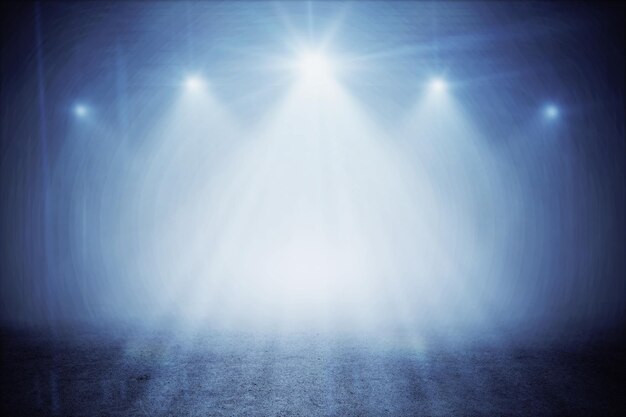 Abstract dark space for presentation illuminated from spotlights on top 3D rendering mock up