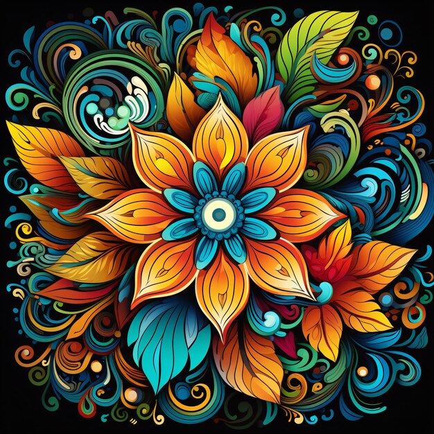 abstract decorative floral mandala pattern graphic illustration Generative AI