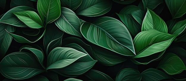 Abstract of decorative plant leaves on a green branch