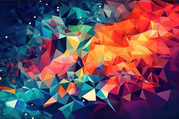 Photo abstract delaunay voronoi trianglify color diagram background illustration generative ai