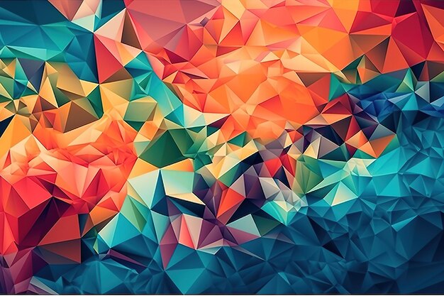 Photo abstract delaunay voronoi trianglify color diagram background illustration generative ai