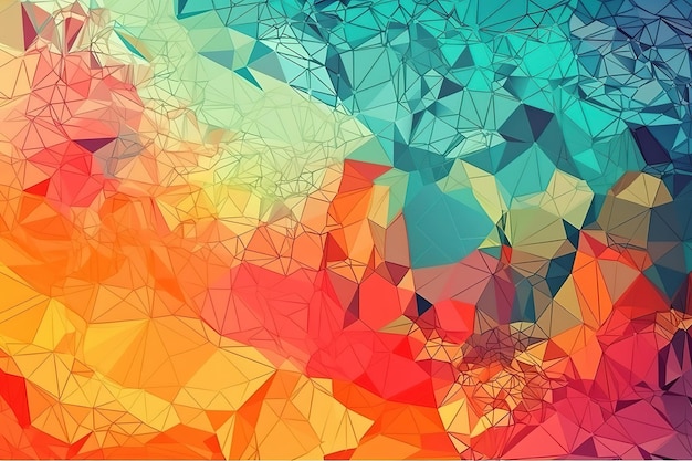 Abstract delaunay voronoi trianglify color diagram background illustration generative ai