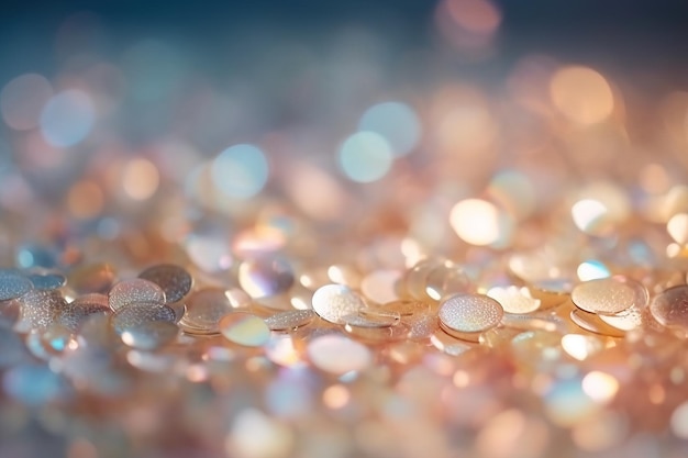 Abstract delicate light sequin glitter soft focus background Generated ai