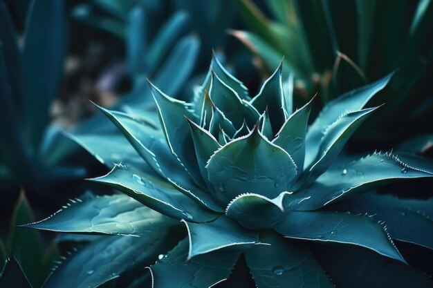 Abstract delicate and moody green cactus plant