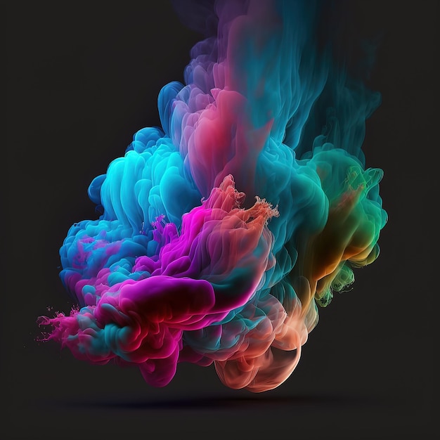 Abstract dense multicolored smoke of blueredpinkgreenorangeturqoiseon 3D illustration