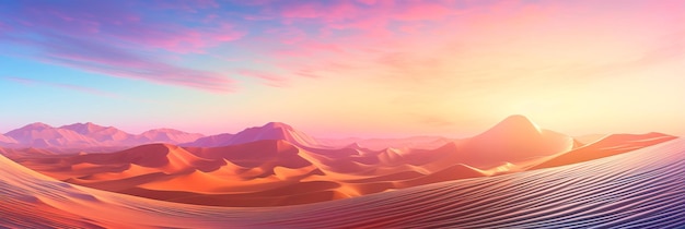 변화하는 모래와 하늘의 역동적이고 다채로운 패턴이 있는 추상 사막 풍경은 황량한 풍경에 매혹적인 느낌을 불러일으킵니다. 생성 AI