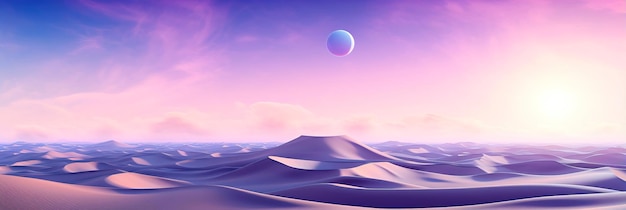 Abstract desert landscape with shifting sands and dynamic colorful patterns in the sky evoking a sense of enchantment in a barren landscapegenerative ai